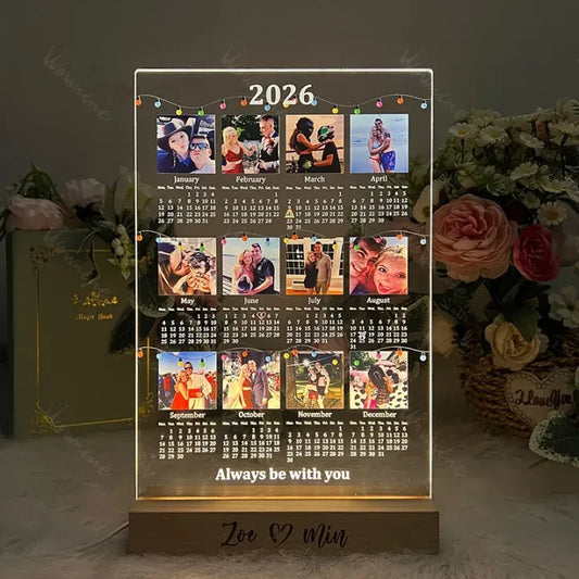 β¨ Custom 2026 Calendar LED Light Box with Photo β Personalized LED Night Light & Decor