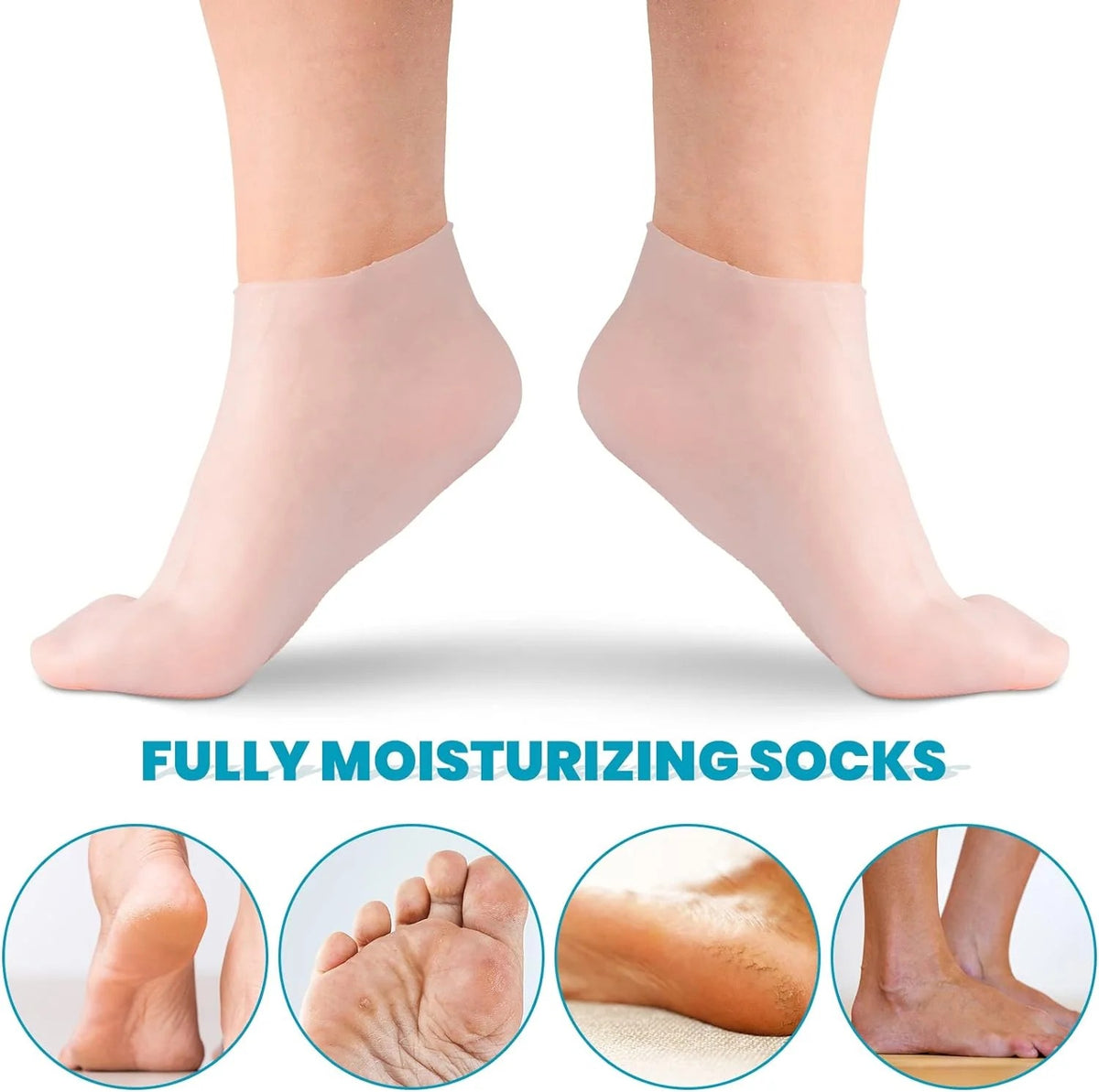 Silicone Moisturizing Socks for Dry Cracked Feet Women