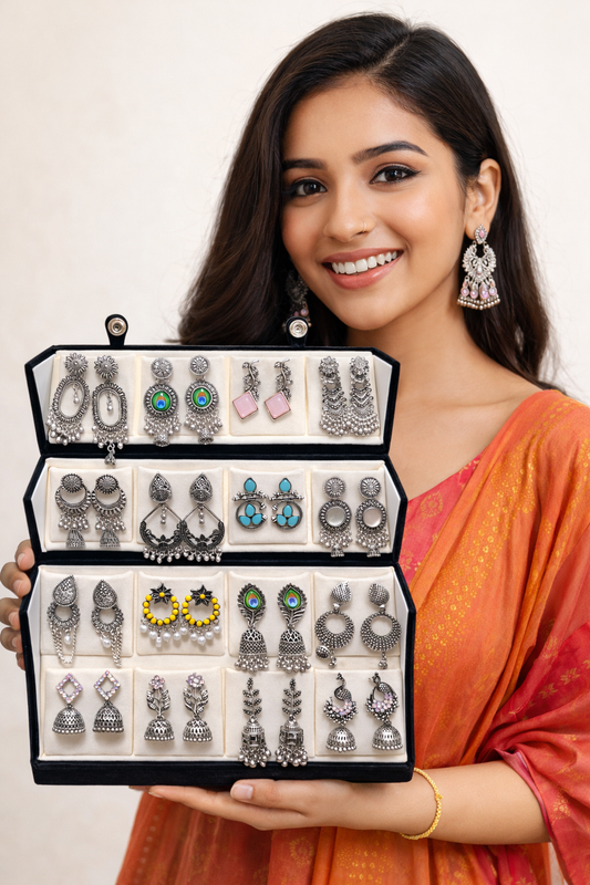 β¨ 16-Pair Premium Jhumka Gift Box β By KarmaKraft