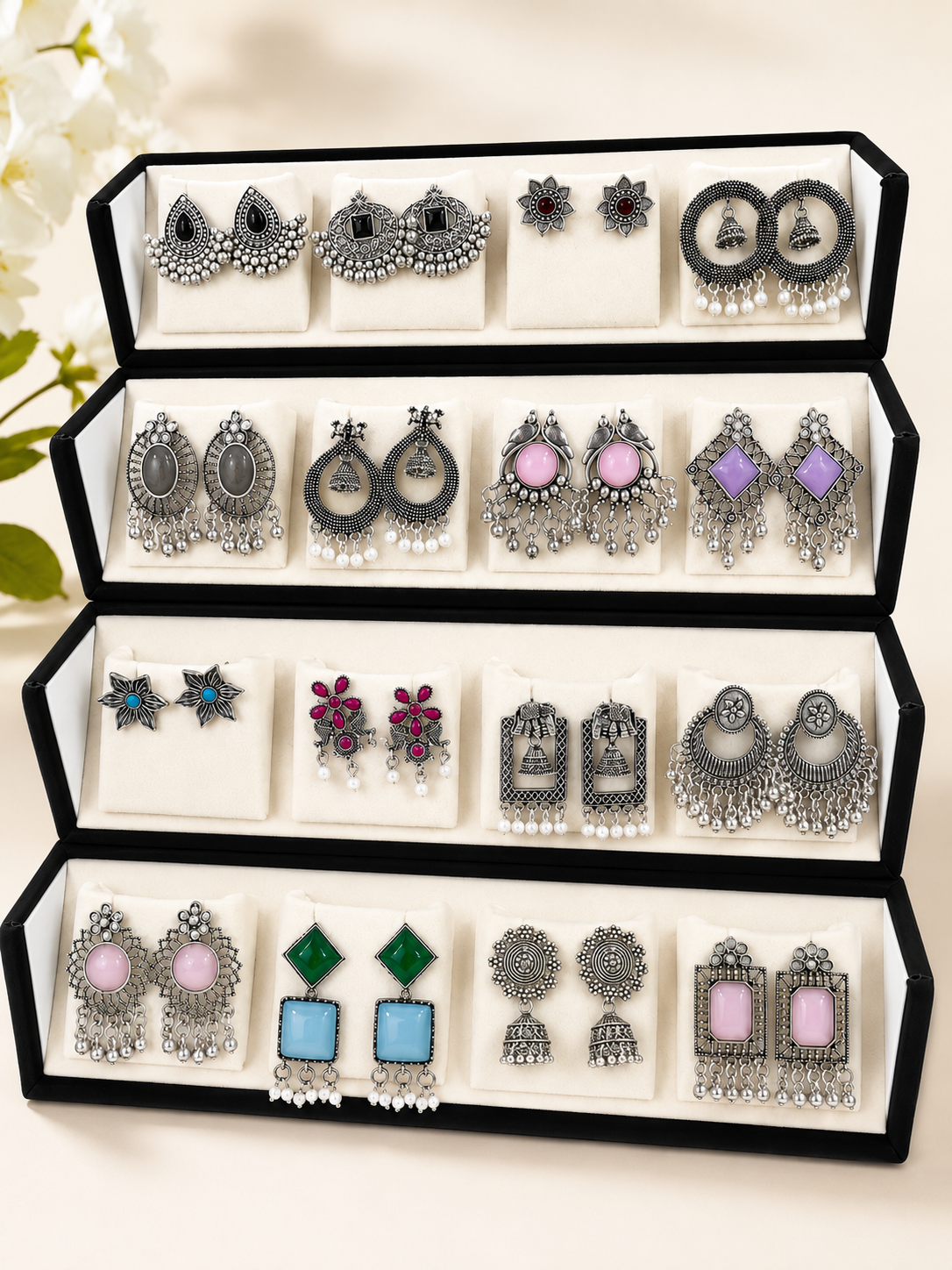 ✨ 16 Stunning Jhumkas in 1 Premium Gift Box – The Perfect Surprise She’ll Love ❤️