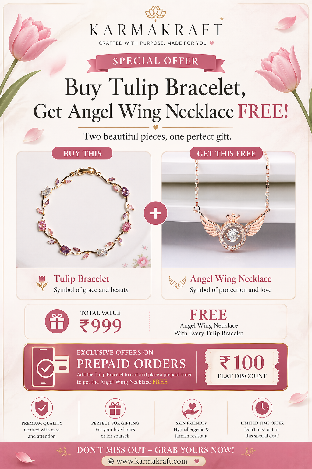 Luxury Women's Tulip Flower Bracelet