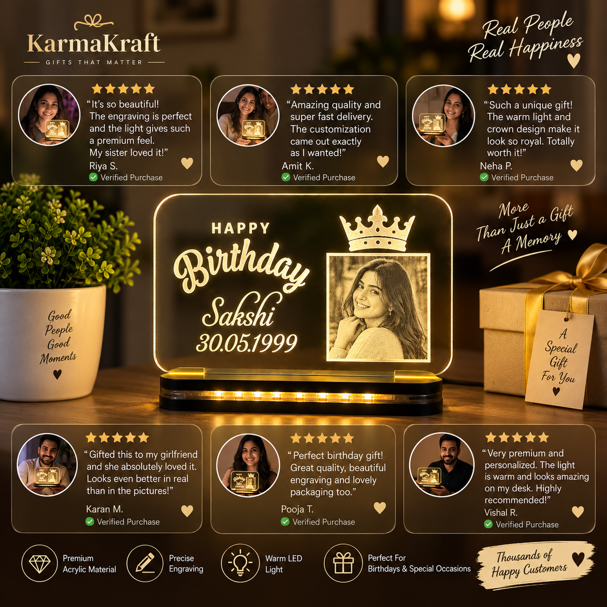 KarmaKraft Royal Birthday LED Crown Lamp