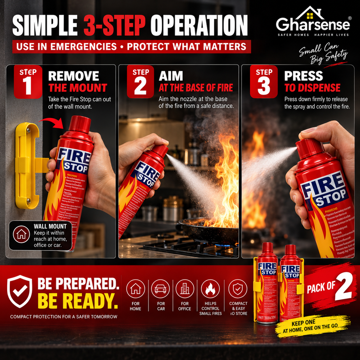 Fire Stop Car Fire Extinguisher 500ml - BUY ONE GET ONE FREE