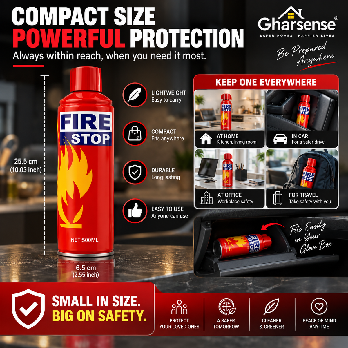 Fire Stop Car Fire Extinguisher 500ml - BUY ONE GET ONE FREE