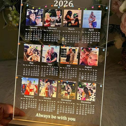 ✨ Custom 2026 Calendar LED Light Box with Photo — Personalized LED Night Light & Decor