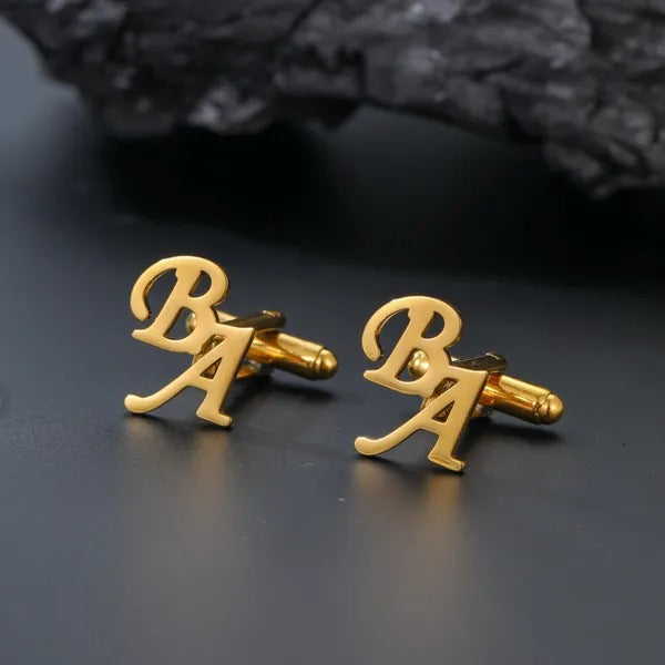 ✨ Gold Personalized Alphabet Initials Cufflinks