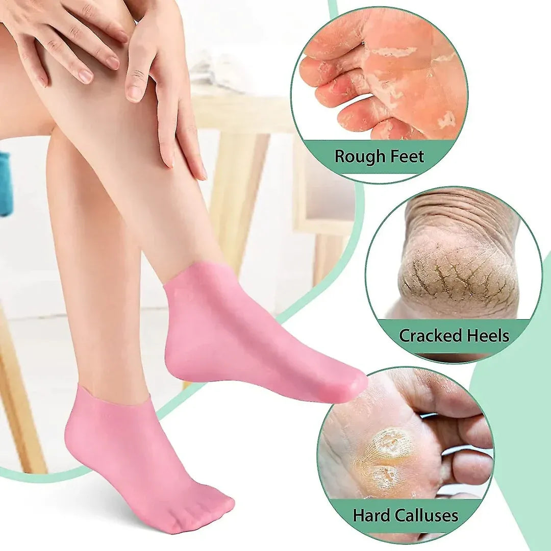 Silicone Moisturizing Socks for Dry Cracked Feet Women