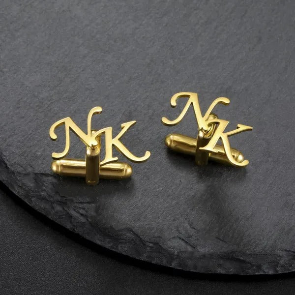 ✨ Gold Personalized Alphabet Initials Cufflinks