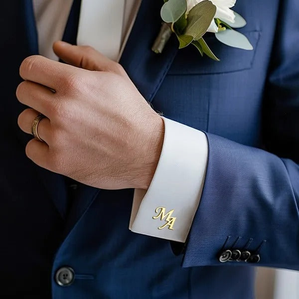 ✨ Gold Personalized Alphabet Initials Cufflinks