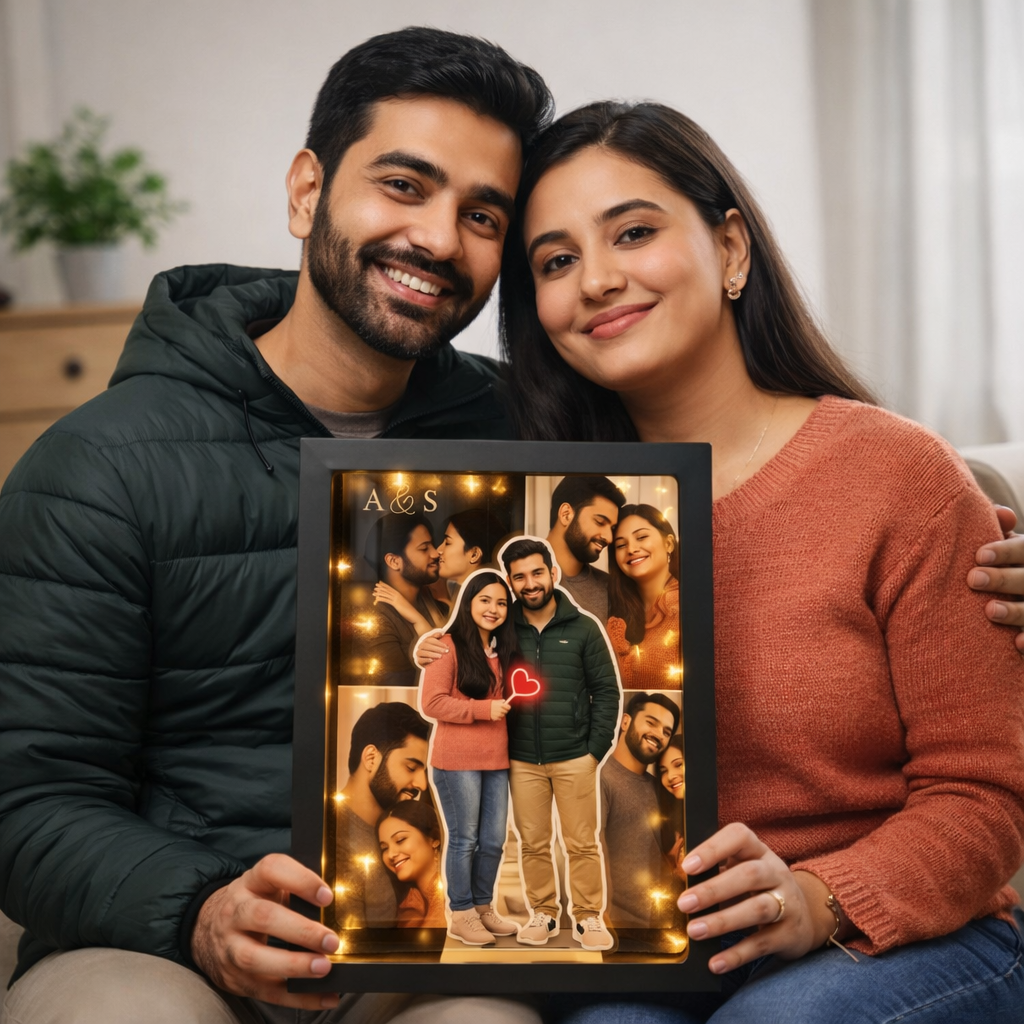 KarmaKraft Personalized 3D Couple Photo Frame