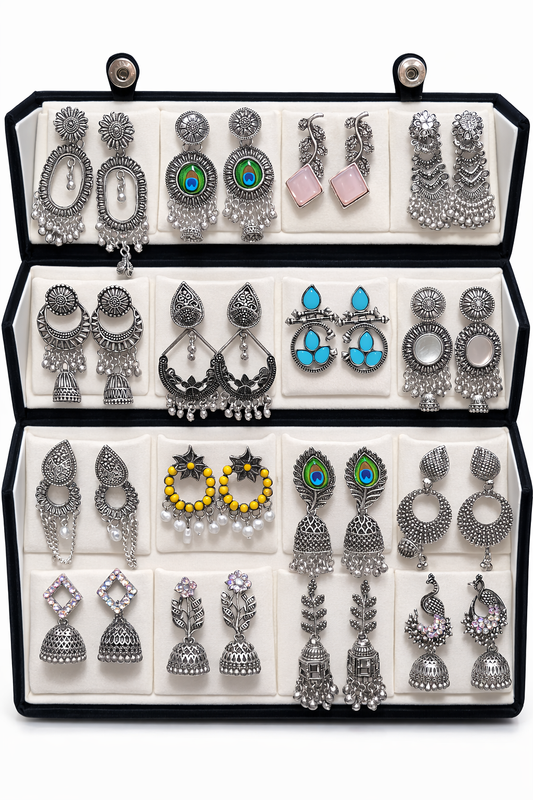✨ 16-Pair Premium Jhumka Gift Box – By KarmaKraft