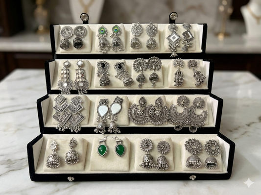 ✨ 16-Pair Premium Jhumka Gift Box – By KarmaKraft