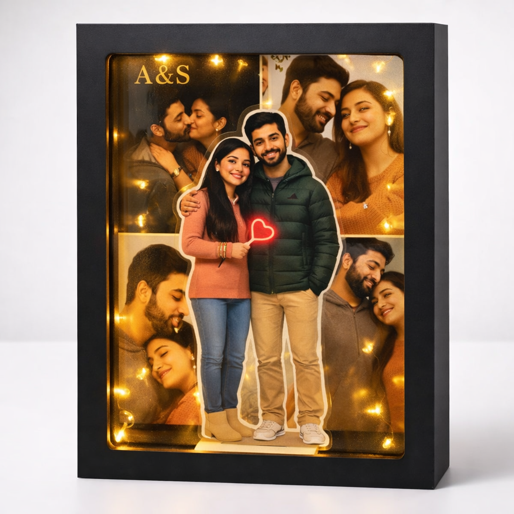 KarmaKraft Personalized 3D Couple Photo Frame