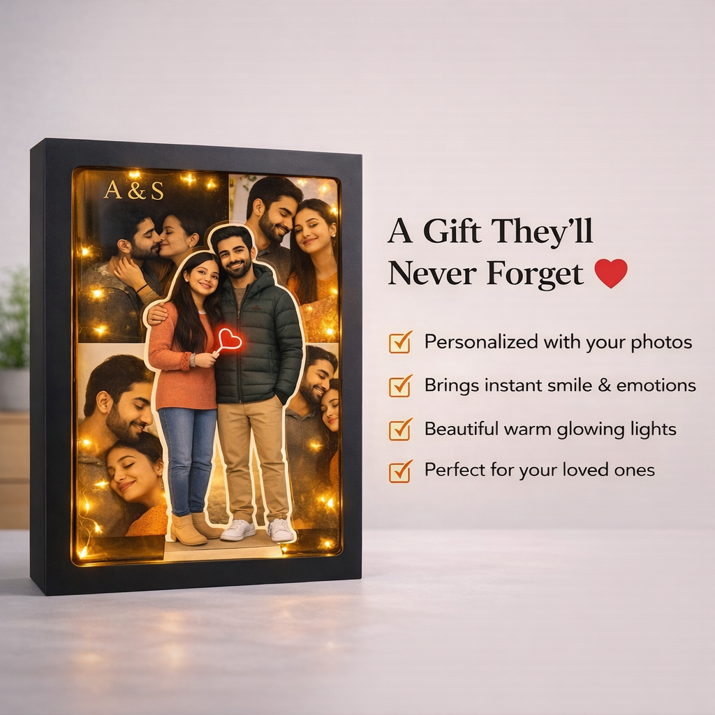 KarmaKraft Personalized 3D Couple Photo Frame